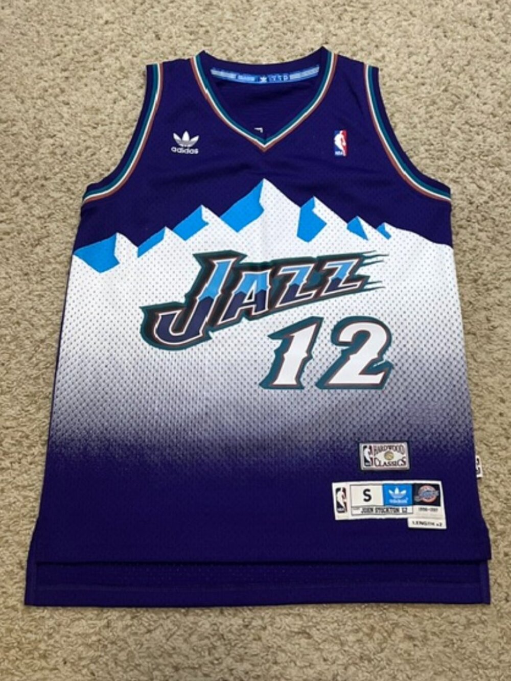 John Stockton Utah Jazz Adidas 1996-97 Hardwood Classics Jersey Size Small